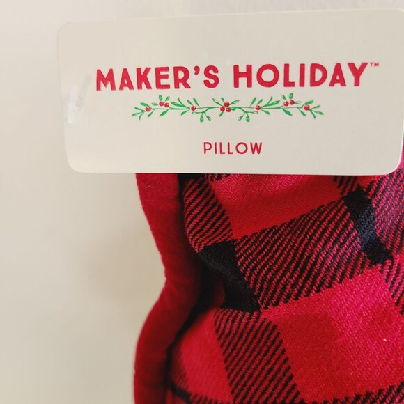 Holiday Throw Pillow Buffalo Plaid With Antler Greenery Christmas Design - Picture 6 of 12